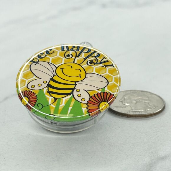Bee Happy Flower Clip Retractable Reel School Work Badge ID Holder - Picture 7 of 8